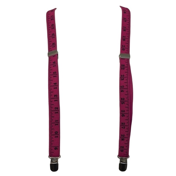 Pink Novelty Measuring Tape Suspenders Unisex - Picture 7 of 11